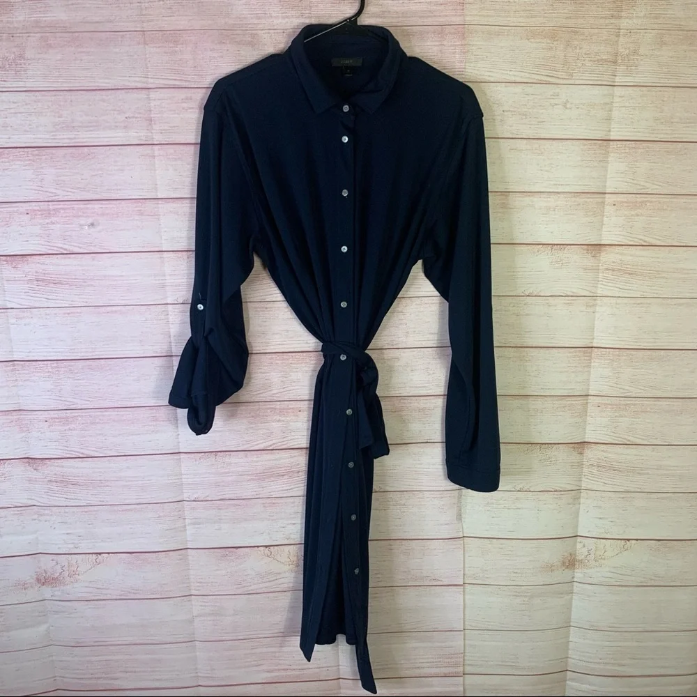 J.Crew Navy Blue‎ Button Front Belted Dress Size XL